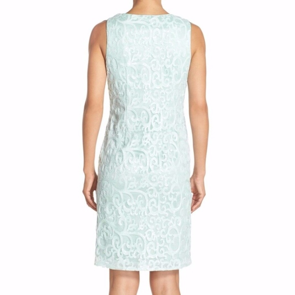 NWT $338‎ Sue Wong Embroidered Mesh Sheath Dress Sky Blue {SZ 4 ] - Picture 4 of 7